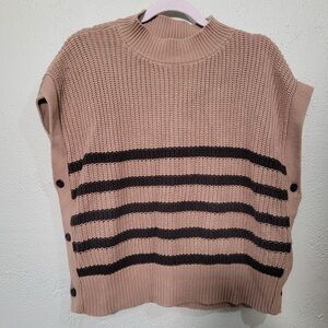 Munro Tan and Black Crew Neck Sweater with Ribbed Knit